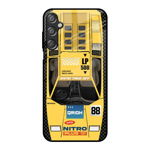 Yellow Racing Car Samsung Galaxy M15 5G Glass Back Cover Online