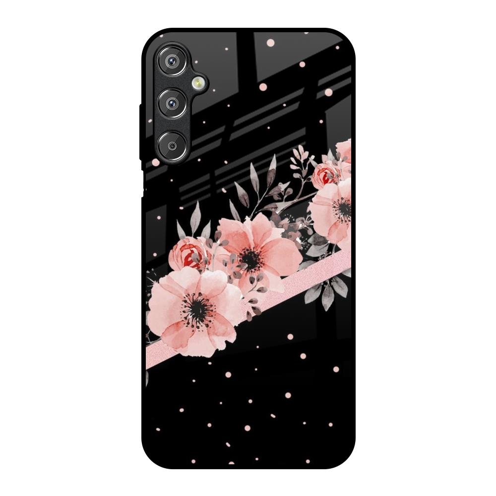 Floral Black Band Samsung Galaxy M15 5G Glass Back Cover Online