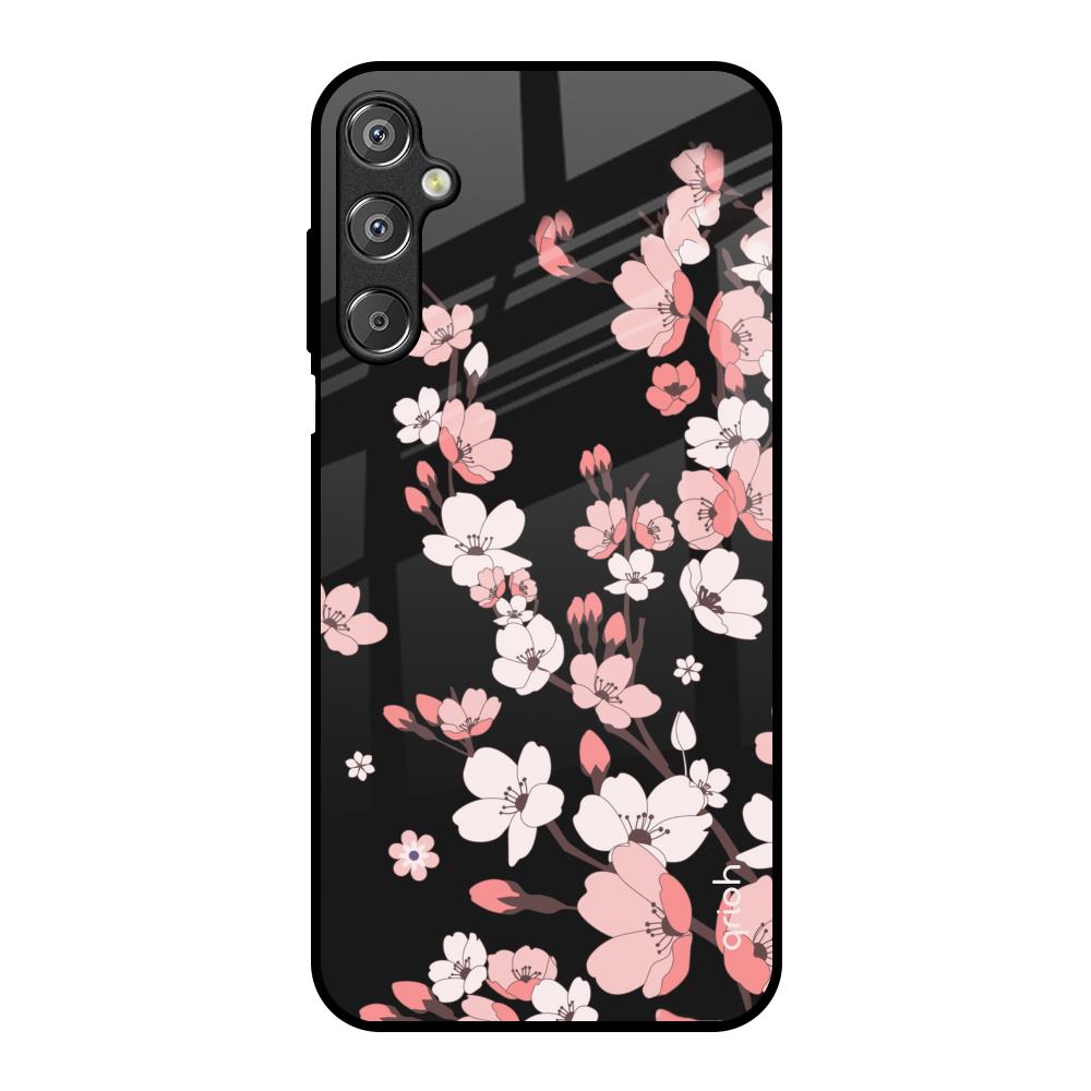 Black Cherry Blossom Samsung Galaxy M15 5G Glass Back Cover Online