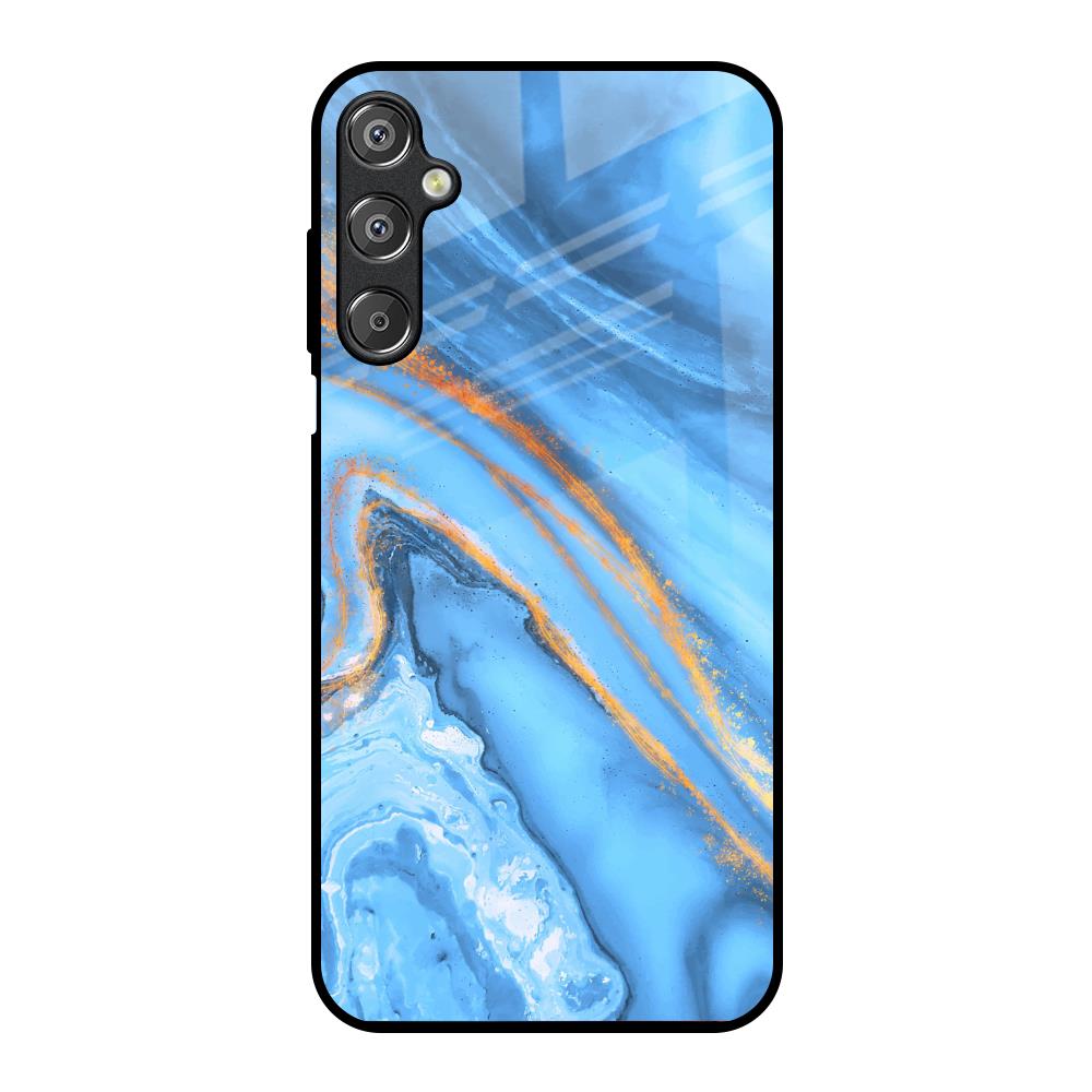 Vibrant Blue Marble Samsung Galaxy M15 5G Glass Back Cover Online