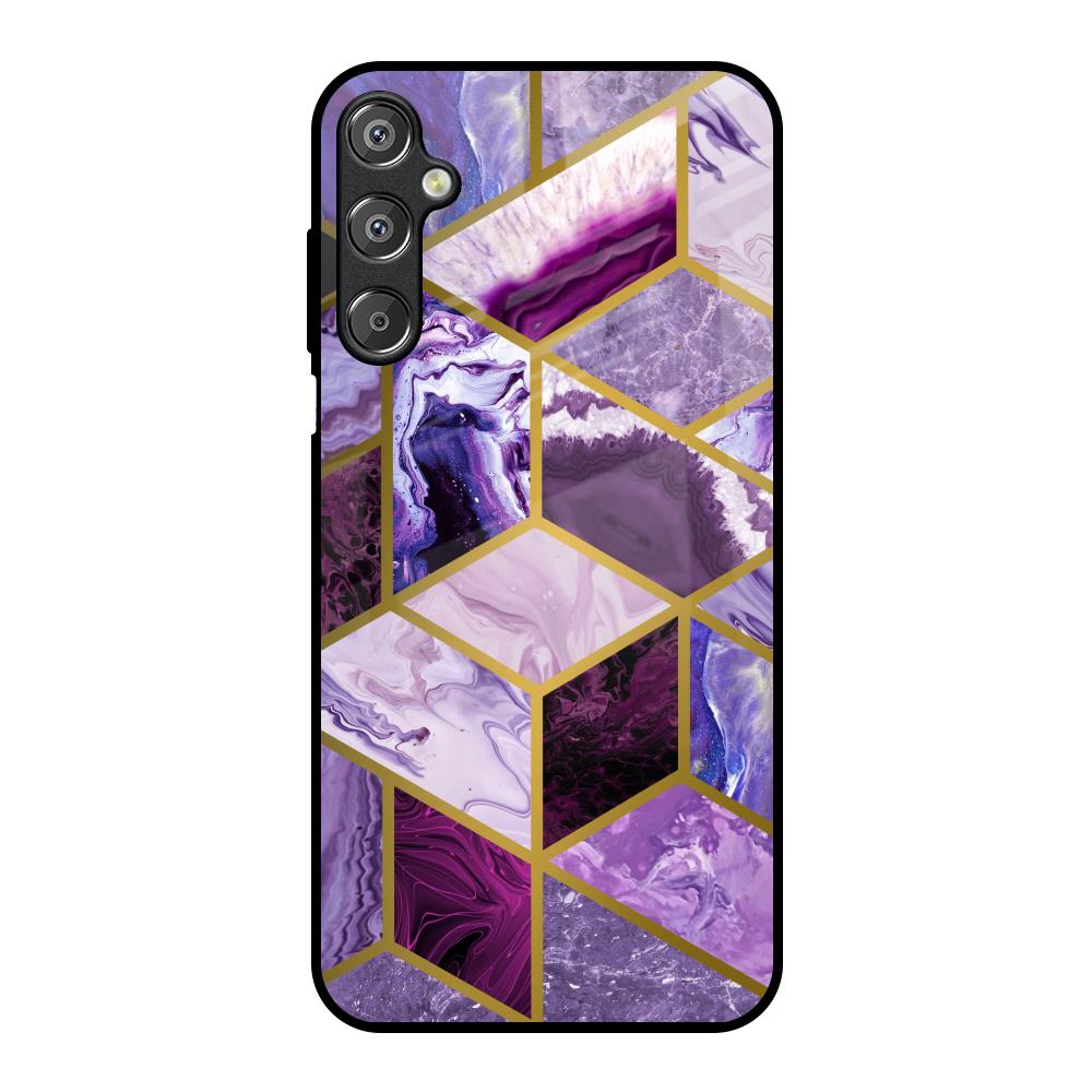 Purple Rhombus Marble Samsung Galaxy M15 5G Glass Back Cover Online