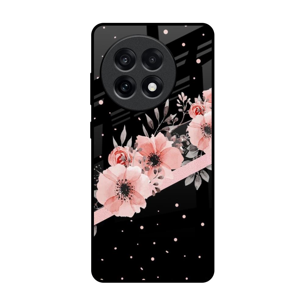 Floral Black Band OnePlus 13R 5G Glass Back Cover Online