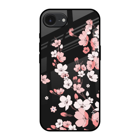 Black Cherry Blossom Apple iPhone 16e Glass Back Cover Online