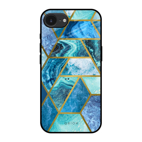 Turquoise Geometrical Marble Apple iPhone 16e Glass Back Cover Online