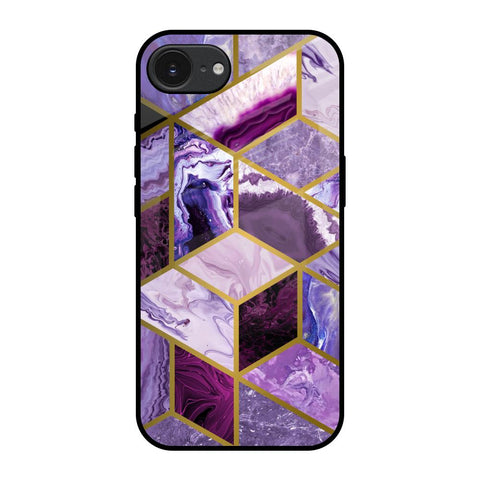 Purple Rhombus Marble Apple iPhone 16e Glass Back Cover Online