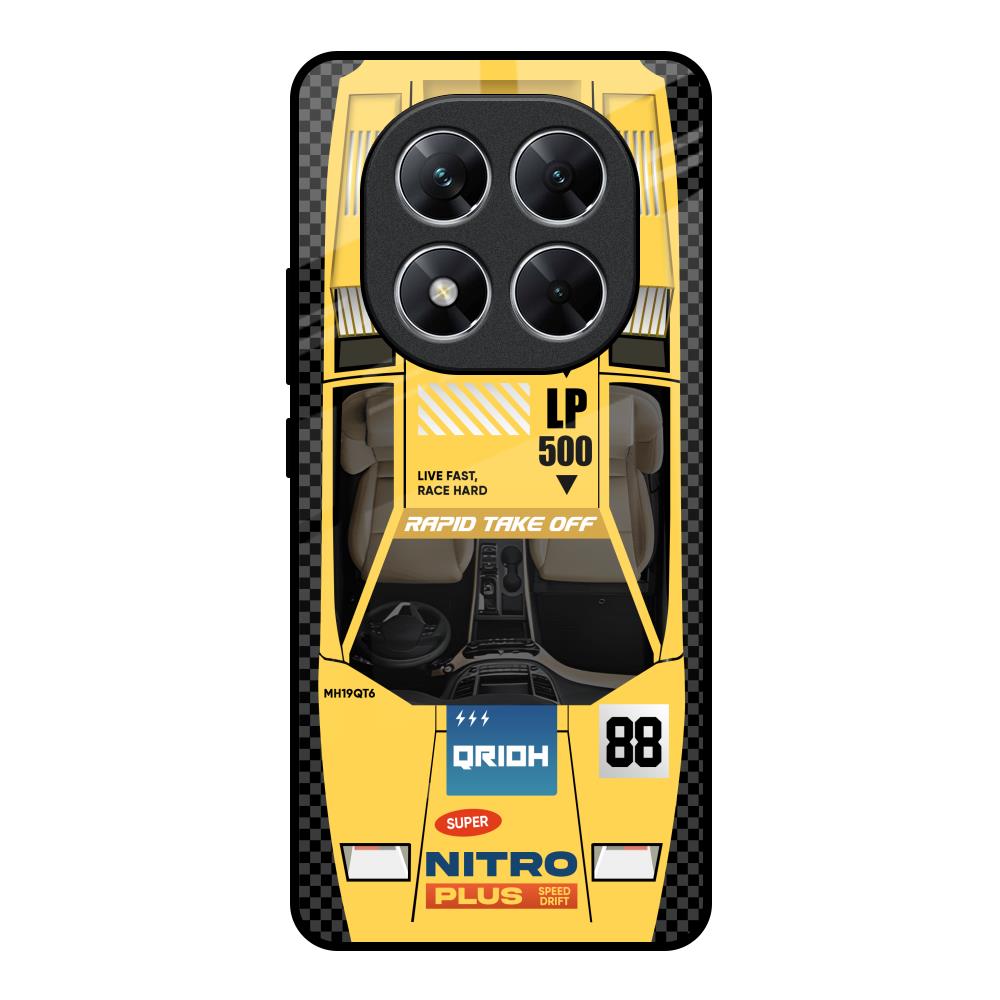 Yellow Racing Car Poco X7 5G Glass Back Cover Online