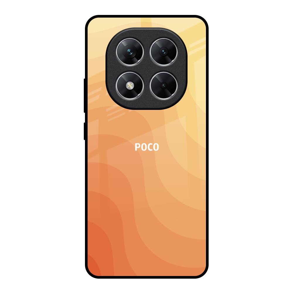 Orange Curve Pattern Poco X7 5G Glass Back Cover Online