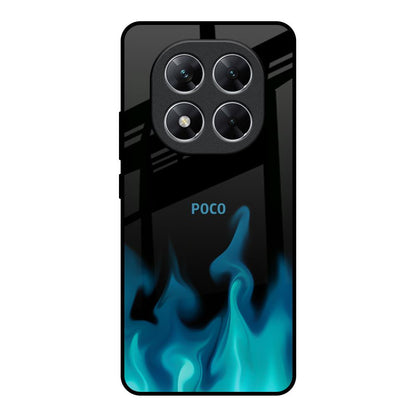 Teal Flames Poco X7 5G Glass Back Cover Online