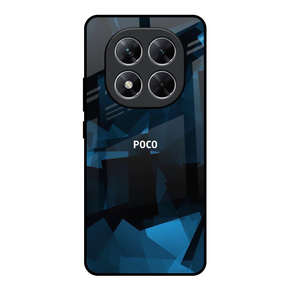 Polygonal Blue Box Poco X7 5G Glass Back Cover Online