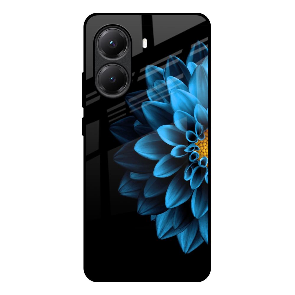Half Blue Flower Poco X7 Pro 5G Glass Back Cover Online