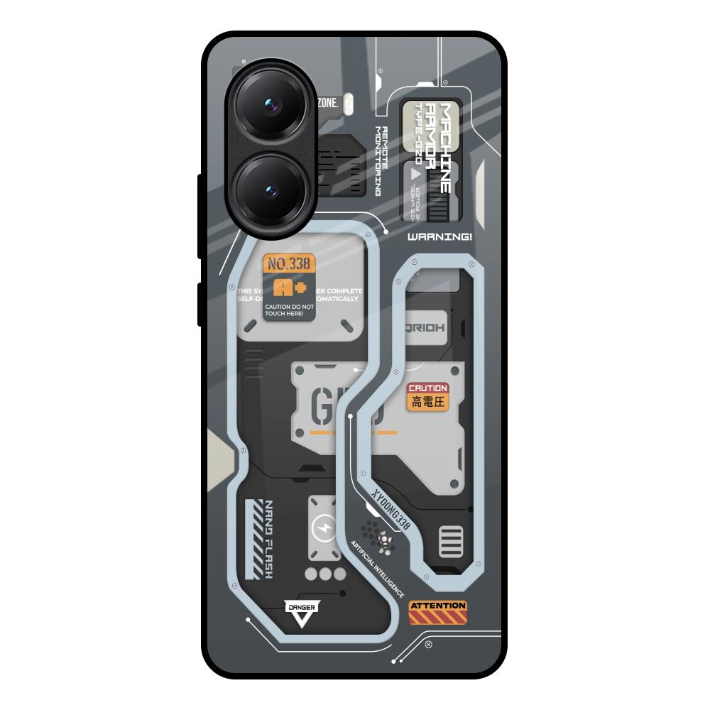 Retro Futuristic Poco X7 Pro 5G Glass Back Cover Online