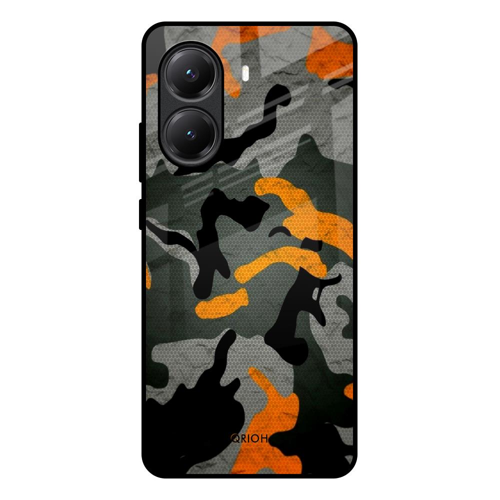 Camouflage Orange Poco X7 Pro 5G Glass Back Cover Online