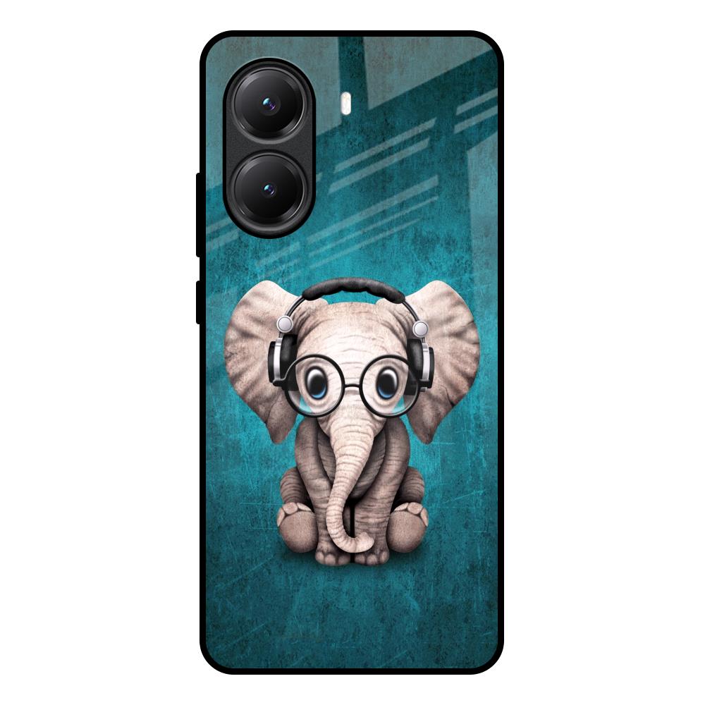 Adorable Baby Elephant Poco X7 Pro 5G Glass Back Cover Online