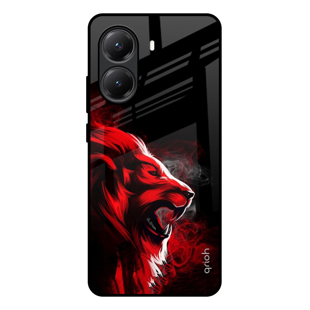 Red Angry Lion Poco X7 Pro 5G Glass Back Cover Online