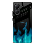 Teal Flames Poco X7 Pro 5G Glass Back Cover Online