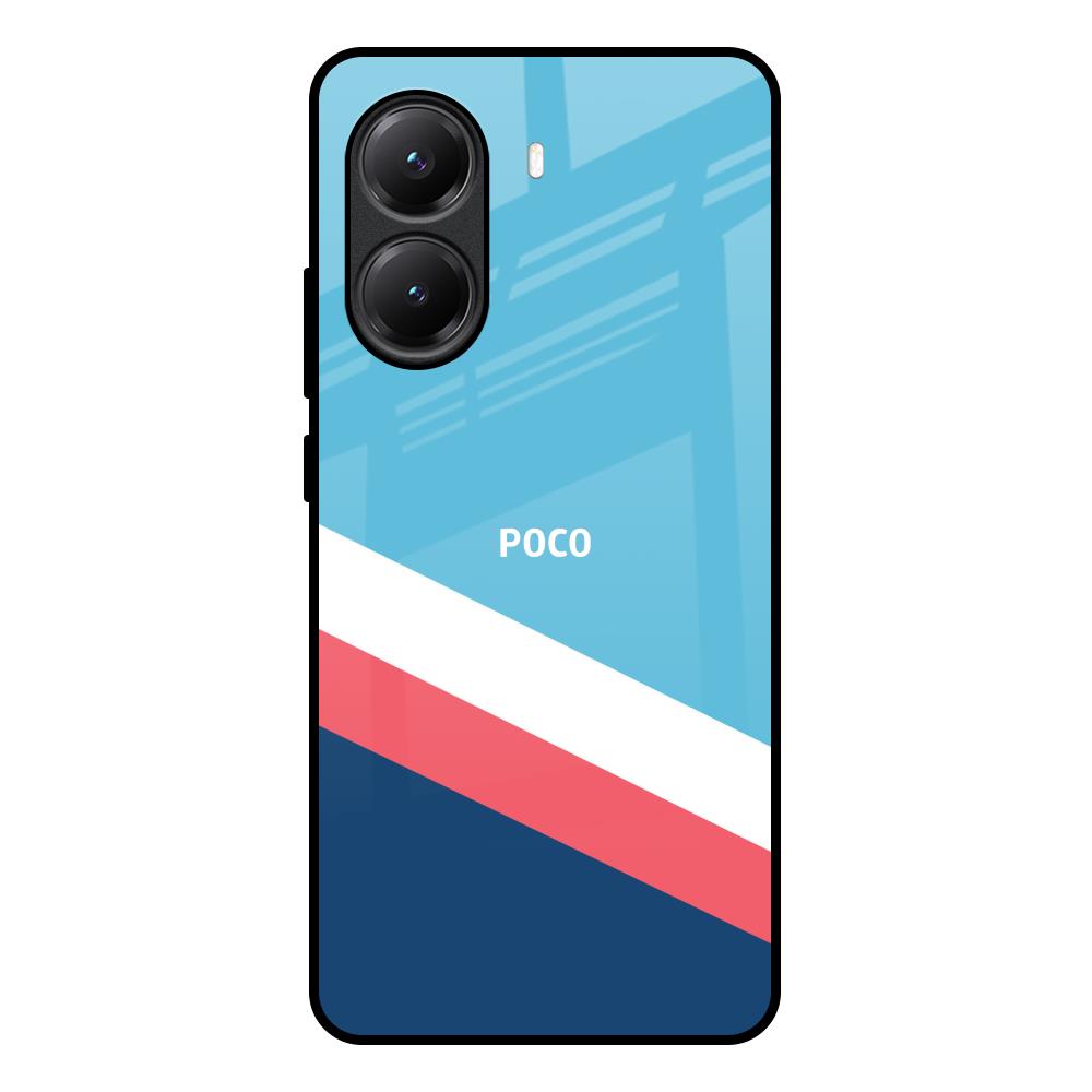 Pink & White Stripes Poco X7 Pro 5G Glass Back Cover Online
