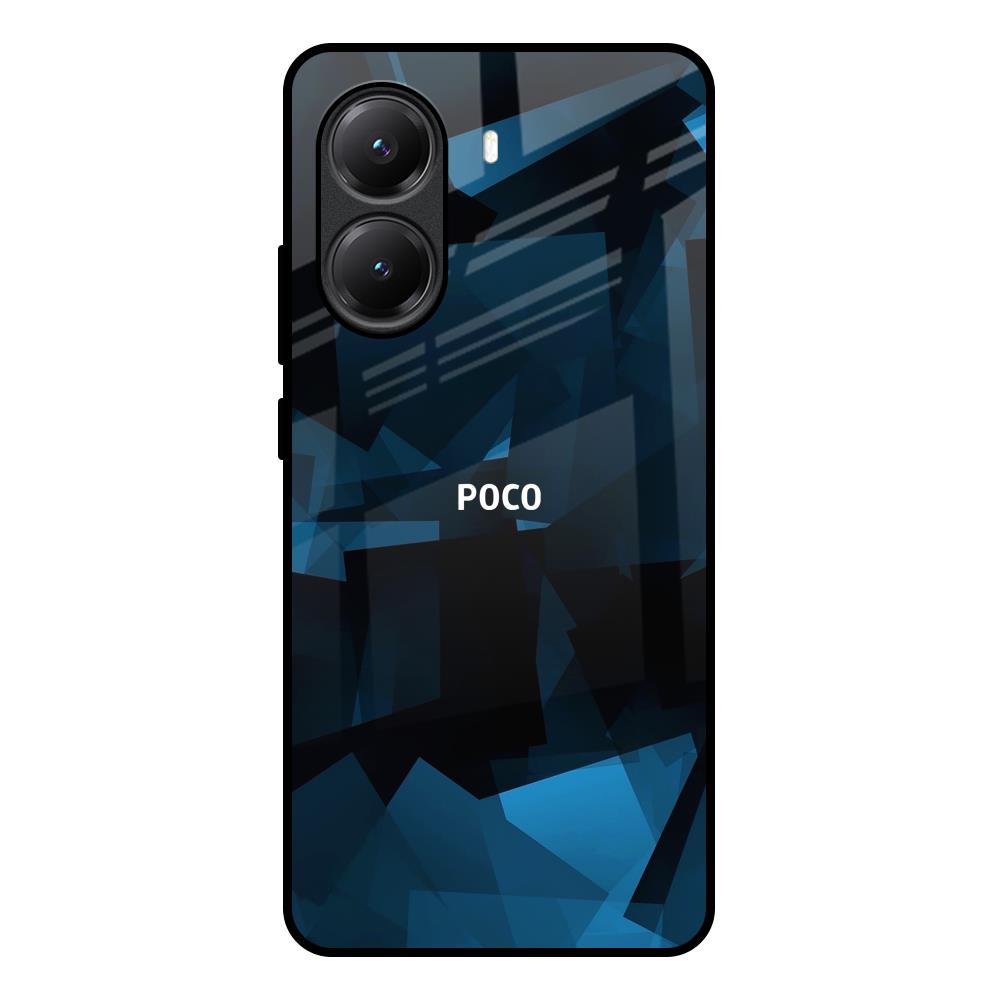 Polygonal Blue Box Poco X7 Pro 5G Glass Back Cover Online