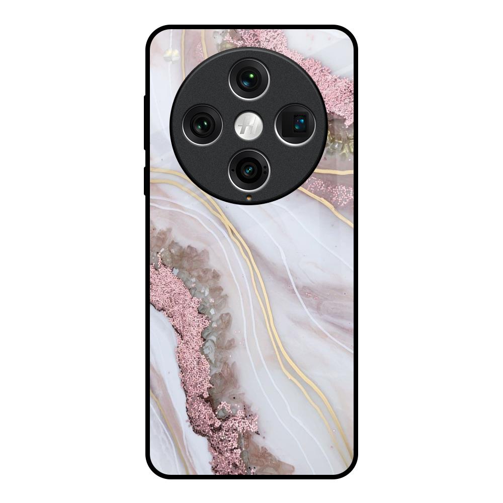 Pink & Gold Gllitter Marble Oppo Find x8 Pro Glass Back Cover Online