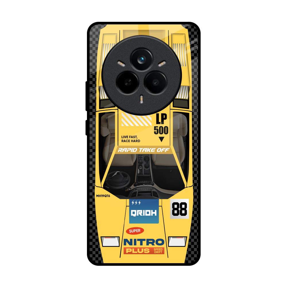 Yellow Racing Car Realme 14 Pro 5G Glass Back Cover Online