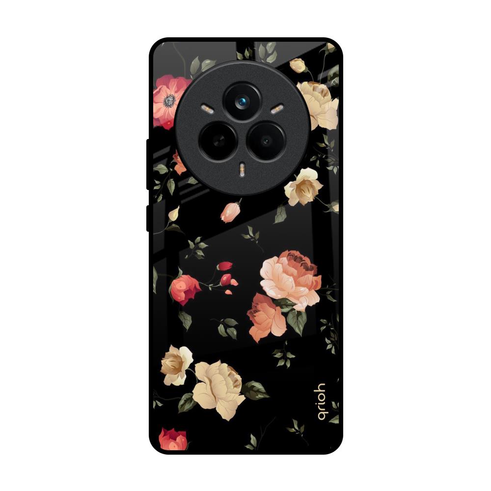 Black Spring Floral Realme 14 Pro 5G Glass Back Cover Online