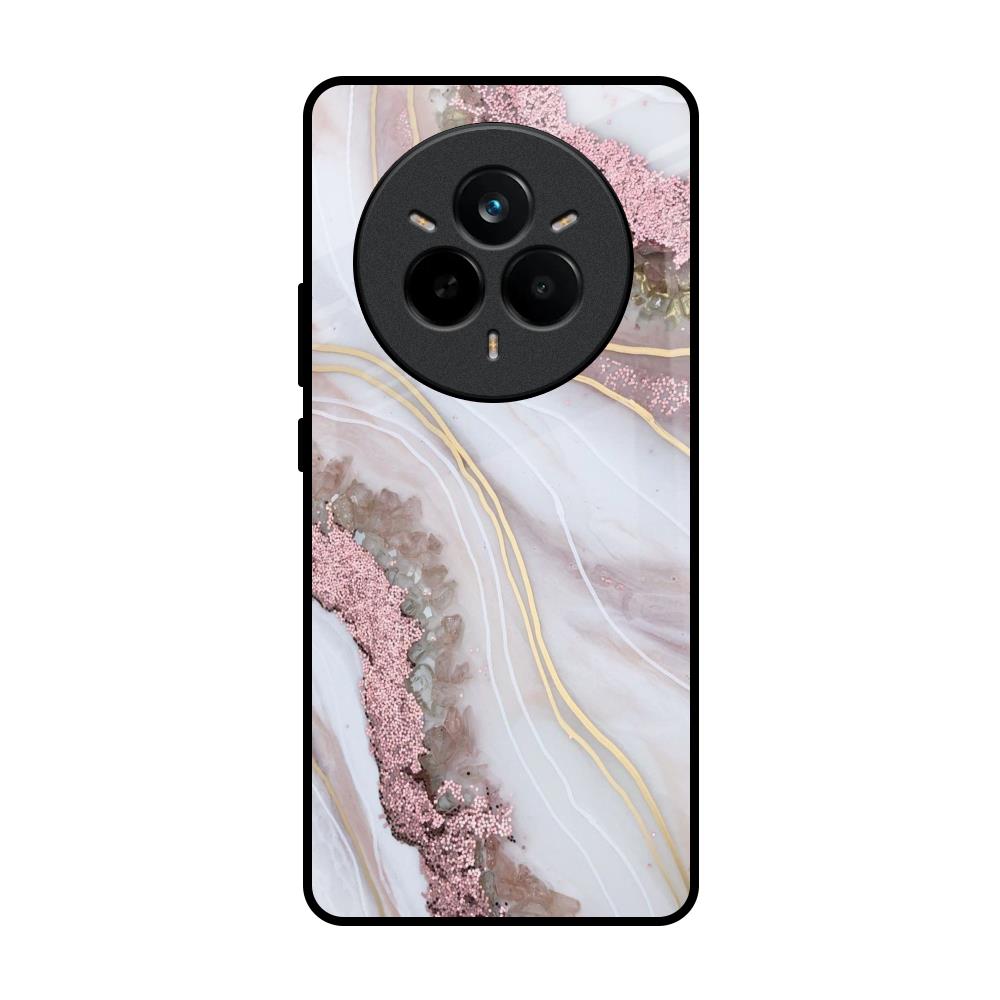 Pink & Gold Gllitter Marble Realme 14 Pro 5G Glass Back Cover Online
