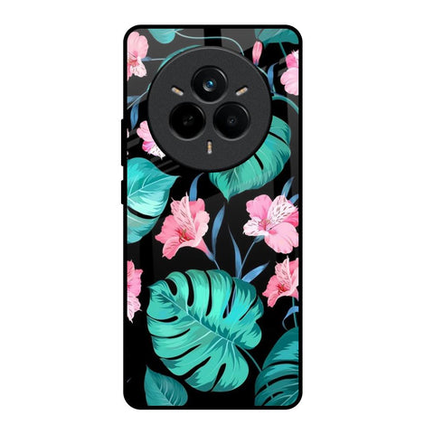 Tropical Leaves & Pink Flowers Realme 14 Pro Plus 5G Glass Back Cover Online