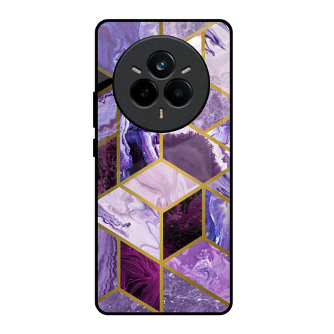 Purple Rhombus Marble Realme 14 Pro Plus 5G Glass Back Cover Online