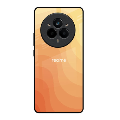 Orange Curve Pattern Realme 14 Pro Plus 5G Glass Back Cover Online