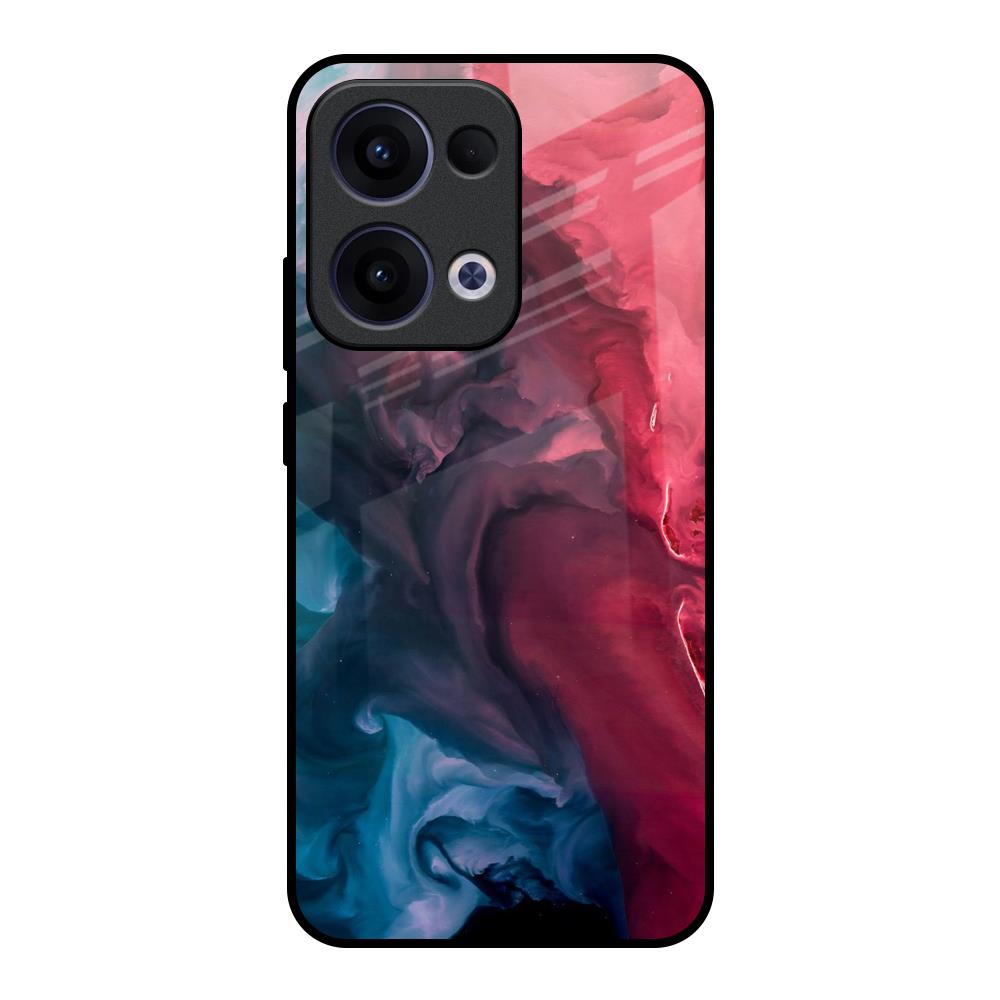 Blue & Red Smoke Oppo Reno13 5G Glass Back Cover Online