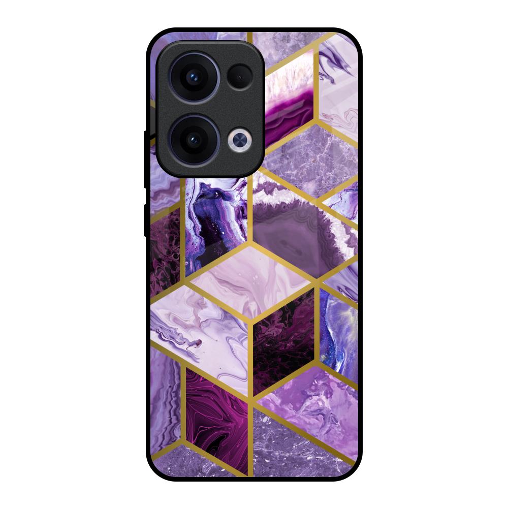 Purple Rhombus Marble Oppo Reno13 5G Glass Back Cover Online