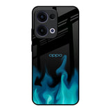Teal Flames Oppo Reno13 5G Glass Back Cover Online