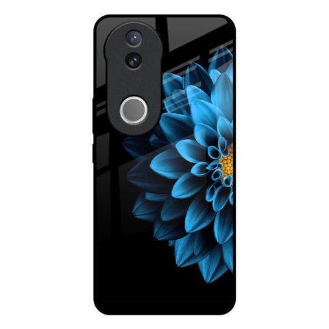 Half Blue Flower Vivo V50 5G Glass Back Cover Online
