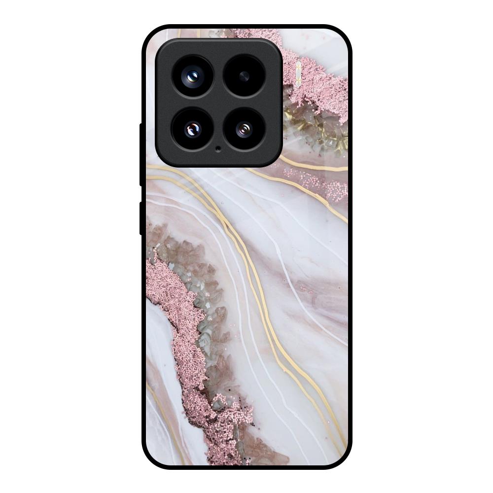Pink & Gold Gllitter Marble Mi 15 5G Glass Back Cover Online