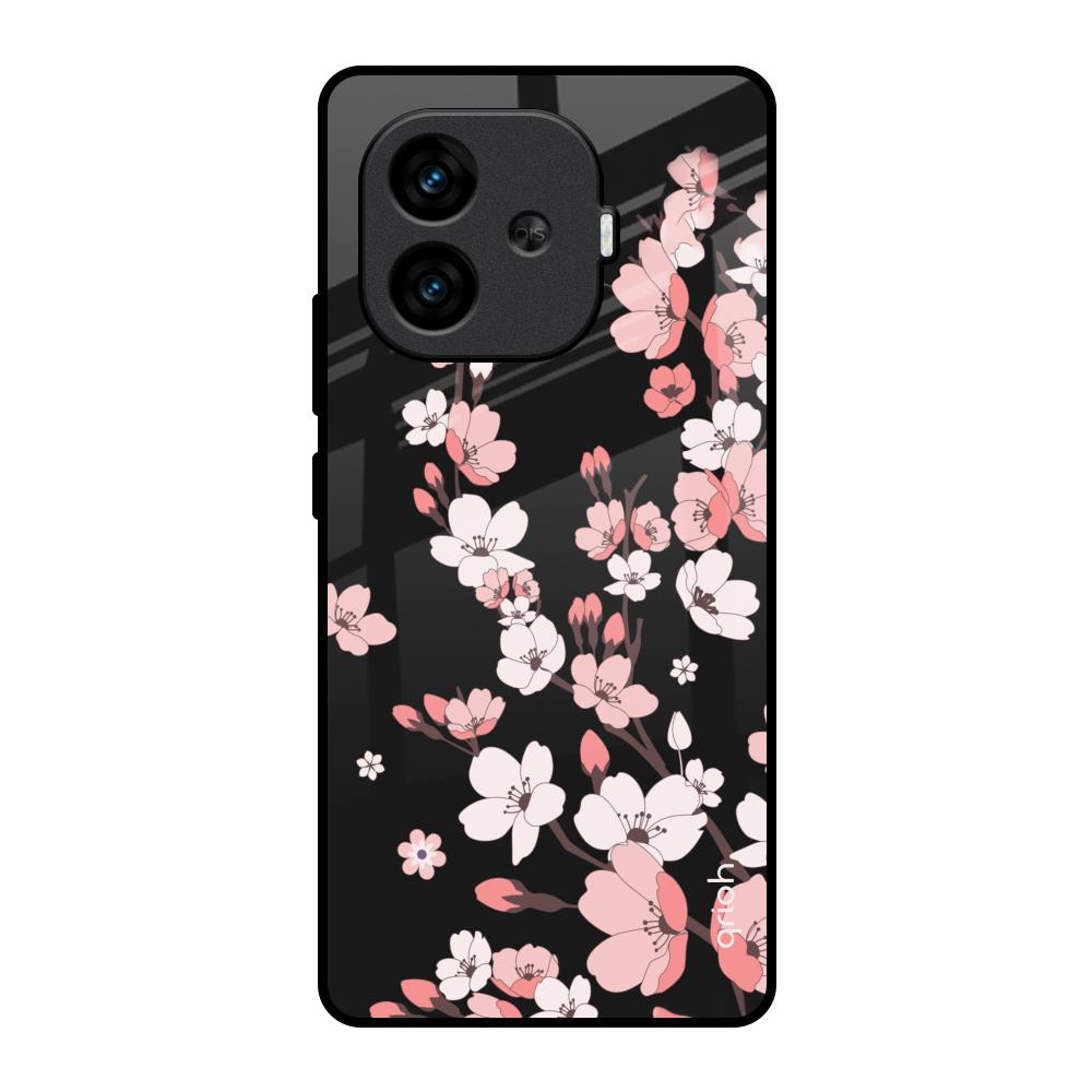 Black Cherry Blossom iQOO Neo 10R 5G Glass Back Cover Online