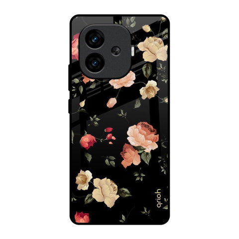 Black Spring Floral iQOO Neo 10R 5G Glass Back Cover Online