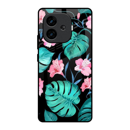Tropical Leaves & Pink Flowers iQOO Neo 10R 5G Glass Back Cover Online