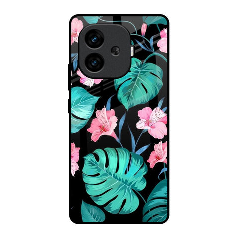 Tropical Leaves & Pink Flowers iQOO Neo 10R 5G Glass Back Cover Online