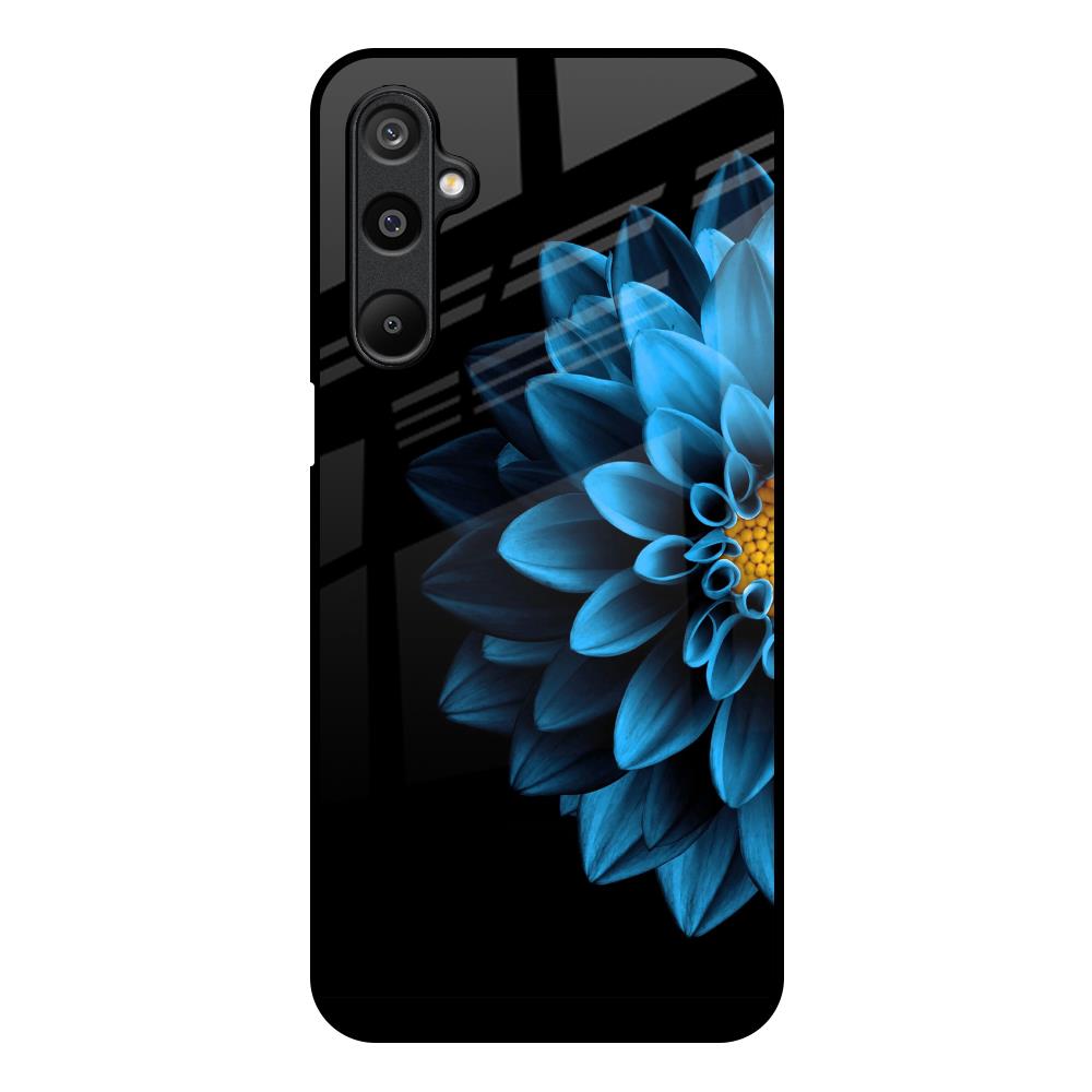 Half Blue Flower Samsung Galaxy M16 5G Glass Back Cover Online