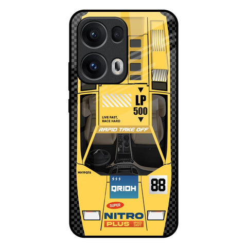 Yellow Racing Car Oppo Reno13 Pro 5G Glass Back Cover Online