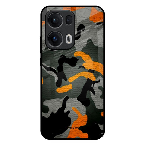 Camouflage Orange Oppo Reno13 Pro 5G Glass Back Cover Online