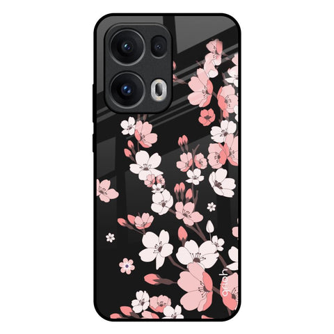 Black Cherry Blossom Oppo Reno13 Pro 5G Glass Back Cover Online