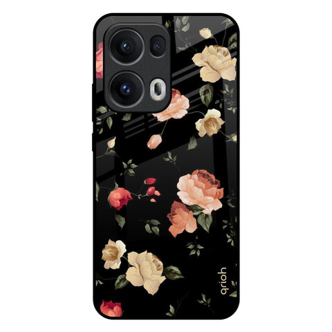 Black Spring Floral Oppo Reno13 Pro 5G Glass Back Cover Online