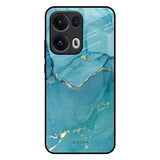 Blue Golden Glitter Oppo Reno13 Pro 5G Glass Back Cover Online