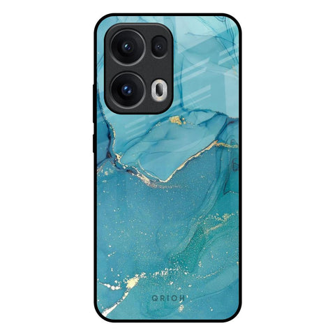 Blue Golden Glitter Oppo Reno13 Pro 5G Glass Back Cover Online