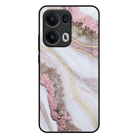 Pink & Gold Gllitter Marble Oppo Reno13 Pro 5G Glass Back Cover Online