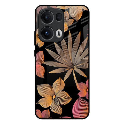 Lines Pattern Flowers Oppo Reno13 Pro 5G Glass Back Cover Online