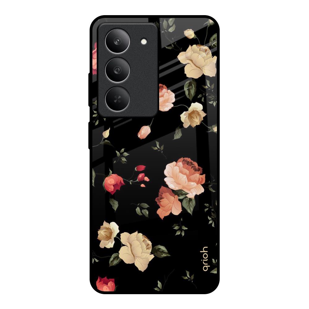 Black Spring Floral Realme 14x 5G Glass Back Cover Online