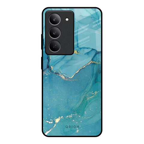 Blue Golden Glitter Realme 14x 5G Glass Back Cover Online