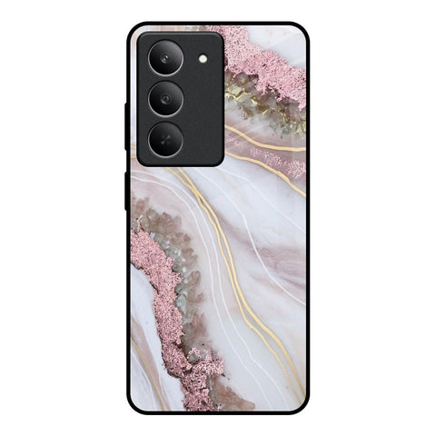 Pink & Gold Gllitter Marble Realme 14x 5G Glass Back Cover Online