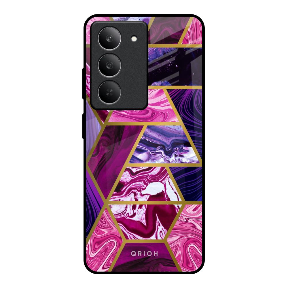 Electroplated Geometric Marble Realme 14x 5G Glass Back Cover Online